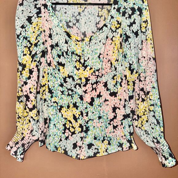 LOFT Ann Taylor Womens Multicolor Floral Long Sleeve Blouse Top - Size XXS - Picture 7 of 8